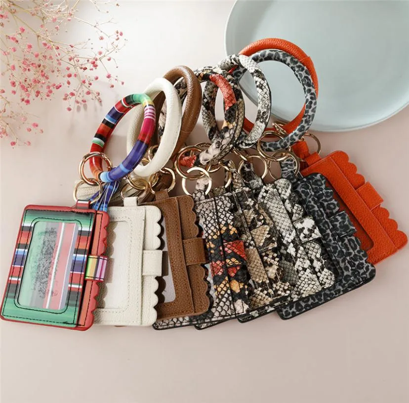 Multiful Keychain Key Ring Card Wallet PU Leather O Key Ring With Matching Wristlet Bag For Women Girls5747391