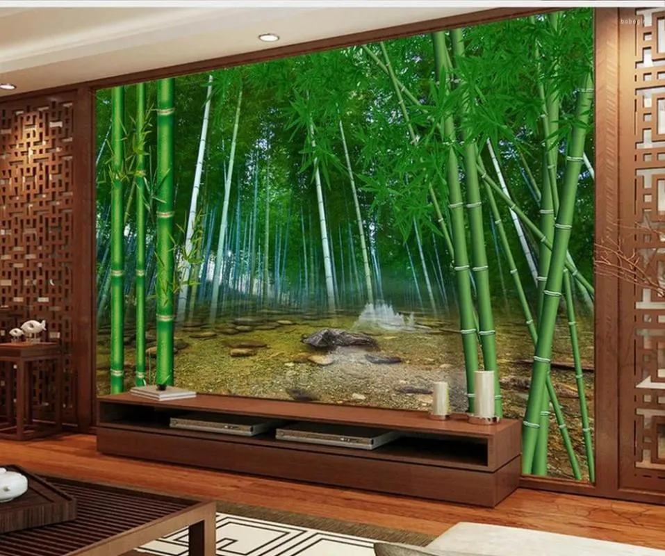 Fonds d'écran Murale 3D Fond d'écran Papiers muraux pour TV Backs Bamboo Home Decor Designers