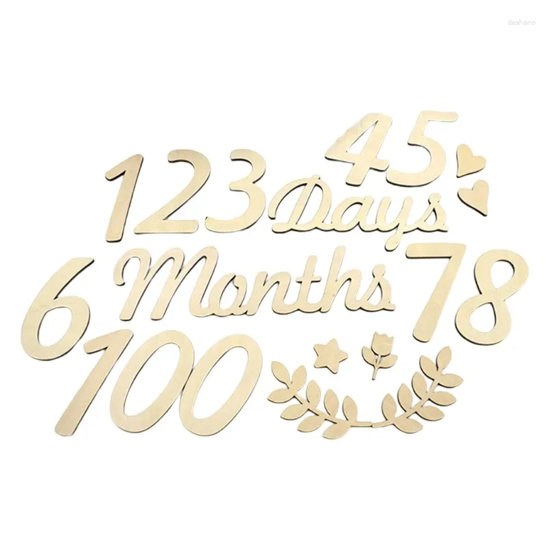 Party Decoration 18 Pcs/Set Baby Milestone Cards Born Pography Props Numbers Engraved Cutouts Days Months Wooden Chips Commemorative Card