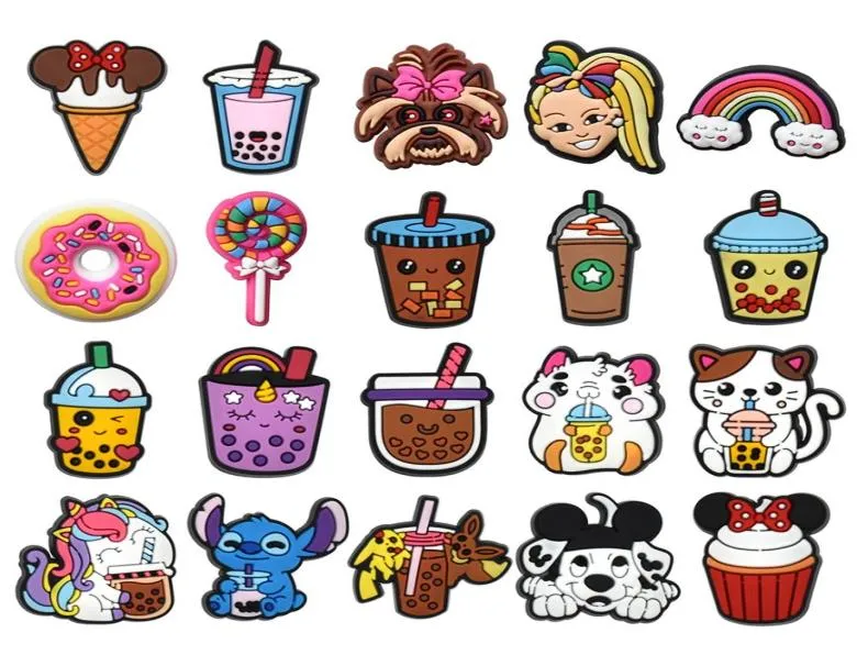 MOQ 100PCS JIBZ COFFEE BEVERAGES SHOMS CHARMS DIYかわいいバブルティーアクセサリーシューズバックルフィットデコレーションガールズキッズギフト4373565