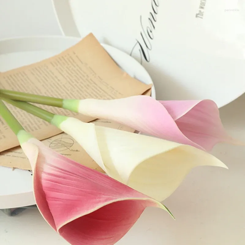 Dekoratif Çiçekler 10 PCS Yapay PU Calla Lily Gerçek Touch sahte düğün dekoru çiçek aranjman malzemesi parti ev