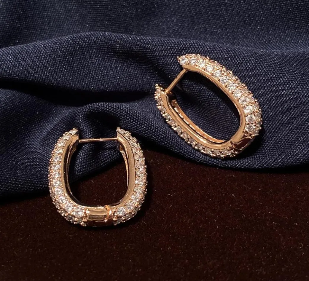 Diamond Zirconia Circular Small Hoop örhängen Fashion Luxury Designer Klipp på örhängen smycken för flickor Kvinnor Present Box Silver POS3698060