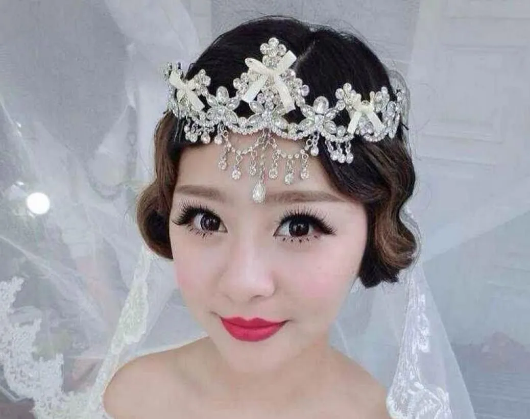 Nouveaux cristaux de perles brillantes Couronnes de mariage Crystal Veil Veil Tiara Crown Bandband ACCESSOIRES DE CHEAUX ACCESSOIRES DE MEDIAGE 9976344