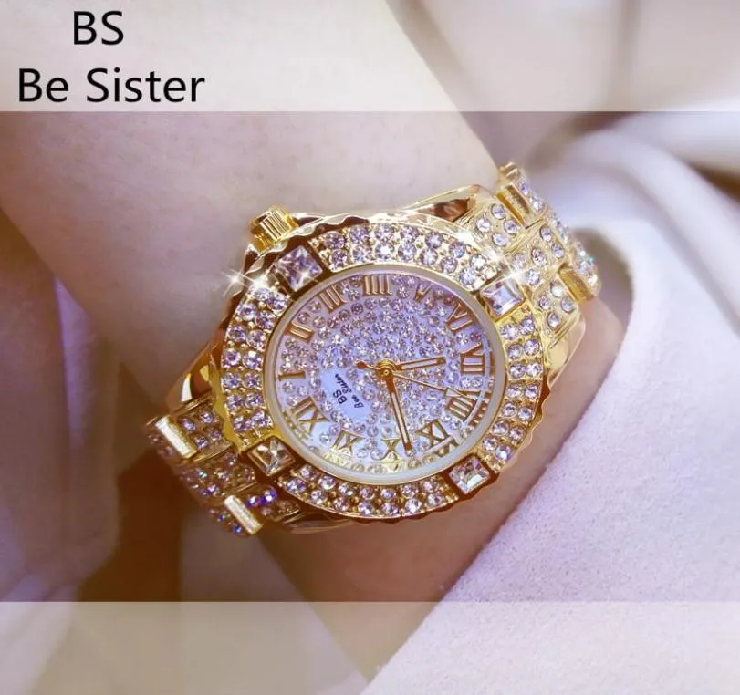 Montre-bracelets Luxury Femmes Regardez la robe de poignet en cristal mode Diamond Silver Gold Clock Ladies Watchs Top Brand9369620