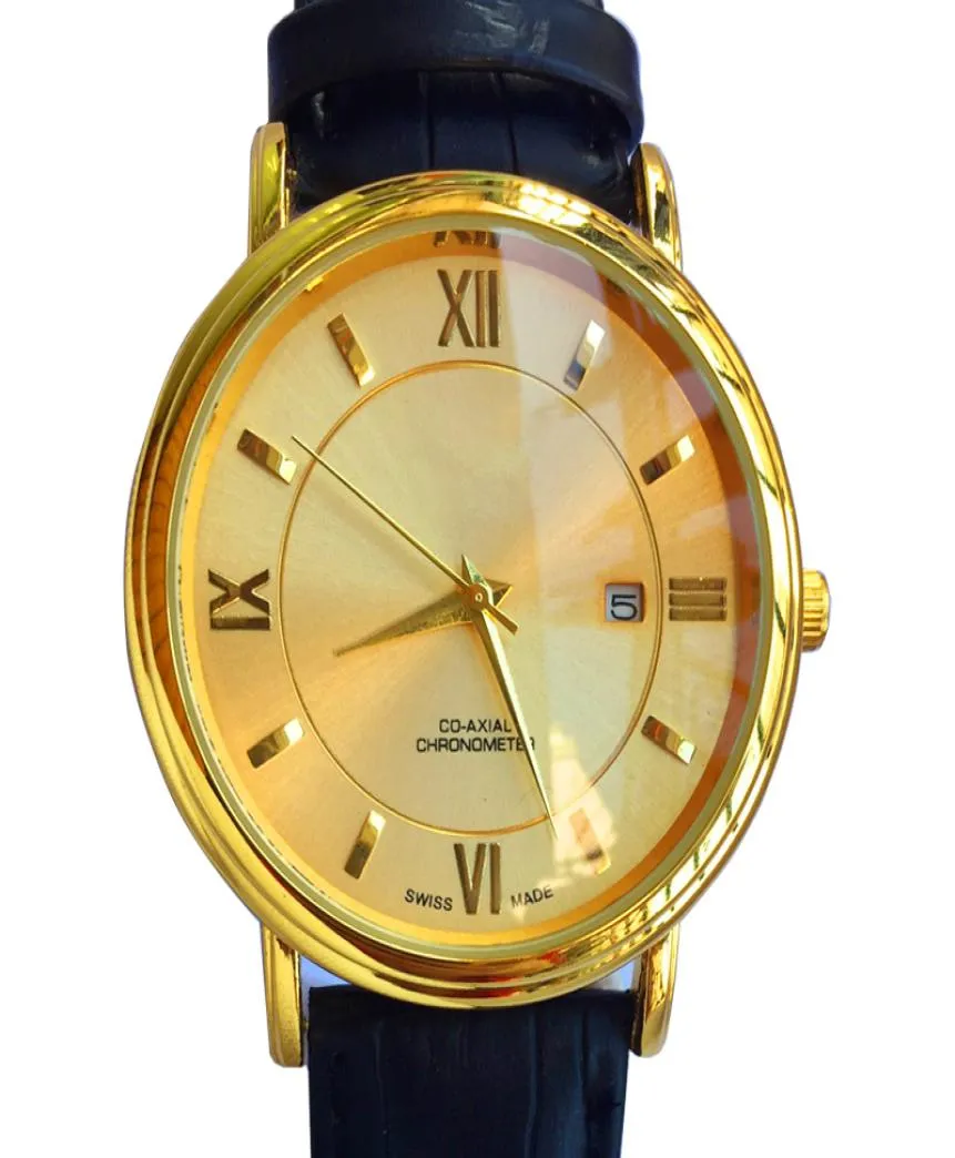 Orologi da uomo Designer di lusso Orologio in pelle Muovo in quarzo Funzione di calendario oro oro 18K Funzione 42 mm Vieni con Box4073513