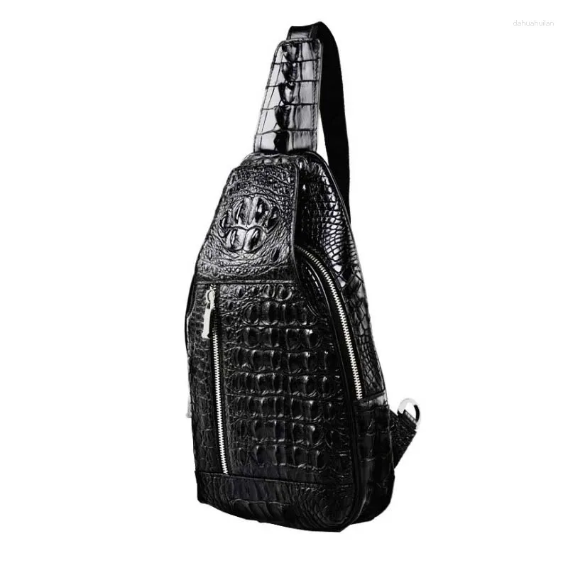 Drawstring Hongqiangyin Crocodile Skin Breast Pack Men Single Shoulder Bag Leather Men's Chest Crossbody Fashion Casual