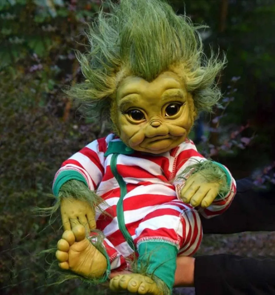 Reborn Baby Grinch zabawka Realistyczna kreskówka lalka Bożego Narodzenia Symualion Doll Kids Halloween Prezenty Schleowane Psh Kid Toys Dropshippin H17022643