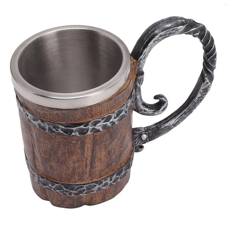 Tazze di birra vichinga tazza con manico 304 in acciaio inossidabile a doppia parete imitazione tankard medievale per bar