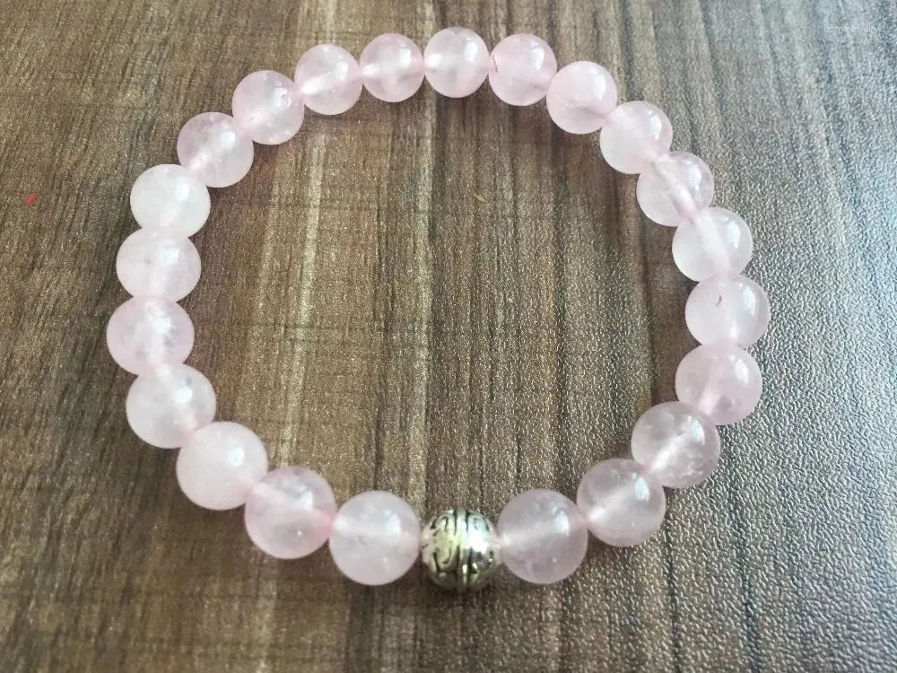 Strand 8 MM Pink Crystal Bracelet Silvers Beads Accessories Bracelets Yoga Prayer Mala Round Bead