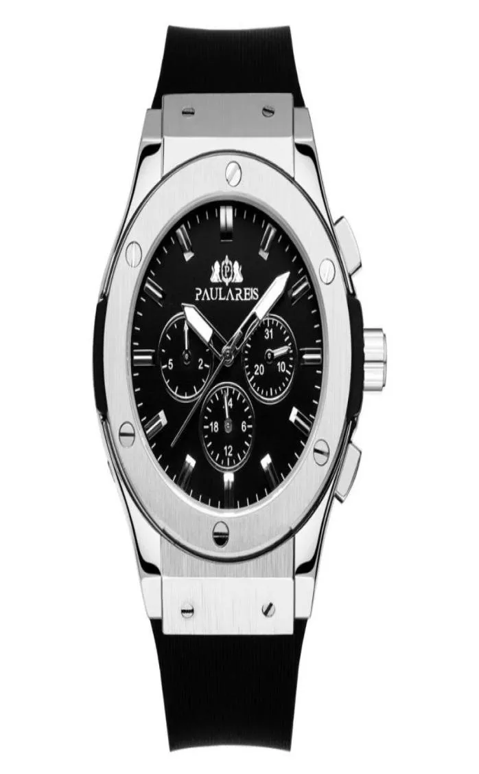 Relógios de pulso gota de luxo assistindo homens automáticos rosa case marrom pulseira de borracha esportiva casual reloj hombre1805266