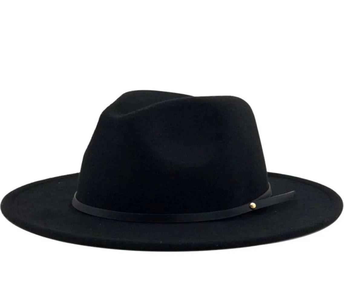 Proste kobiety wełniane vintage gangster Trilby poczuł czapki fedora z szerokim brzegi dżentelmen elegancka dama zimowa jesienna jazz caps4687786130341