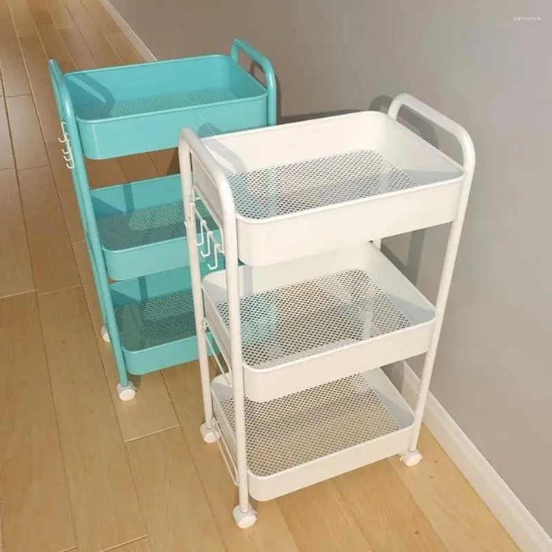 Rangement de cuisine Rack mobile Panier de légumes multi-couches chariot de salle de bain Snacks d'étage de salle de bain avec des roues Organisateur