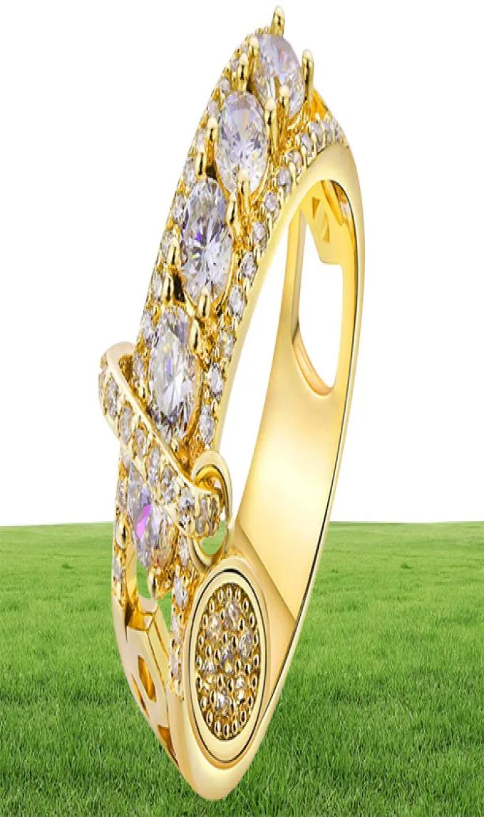 Anello zircone della moda europea e americana Ring zircone Discotto Gold Plodato Ring8346283