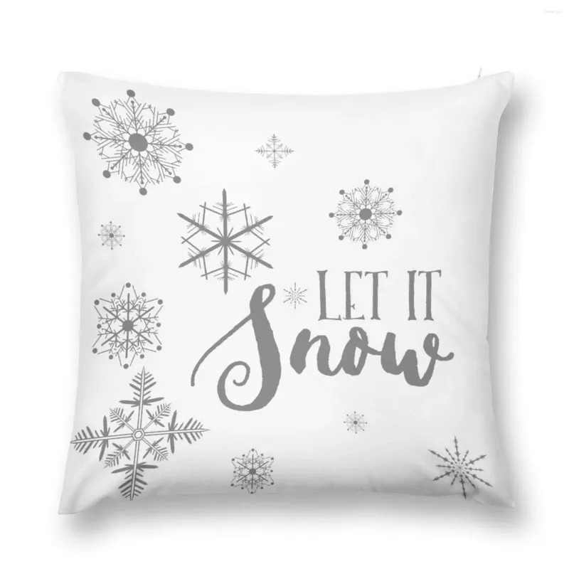 Pillow Elegant White And Gray Let It Snow Abstract Snowflakes Throw Sofa Covers