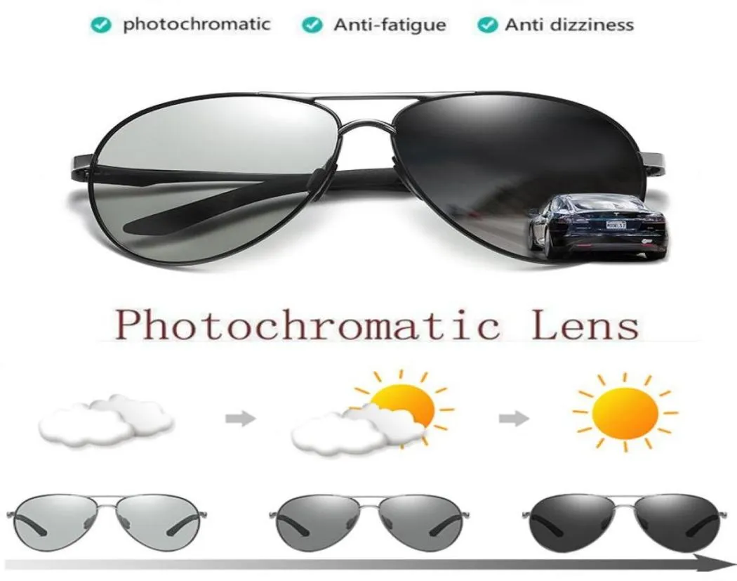 Zjhzqz aluminium stopu spolaryzowane Pochromic Night Vision Okulary przeciwsłoneczne na świeżym powietrzu do przejścia na ryby Chameleon Lens3548917