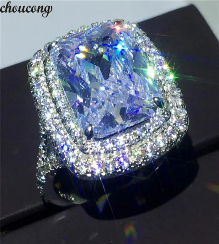 Dove Egg Big Gemstones Sparkling Luxury Jewelry 925 Sterling Silver Cushion Shape White Topaz CZ Diamond Women Wedding Band Ring F2376542