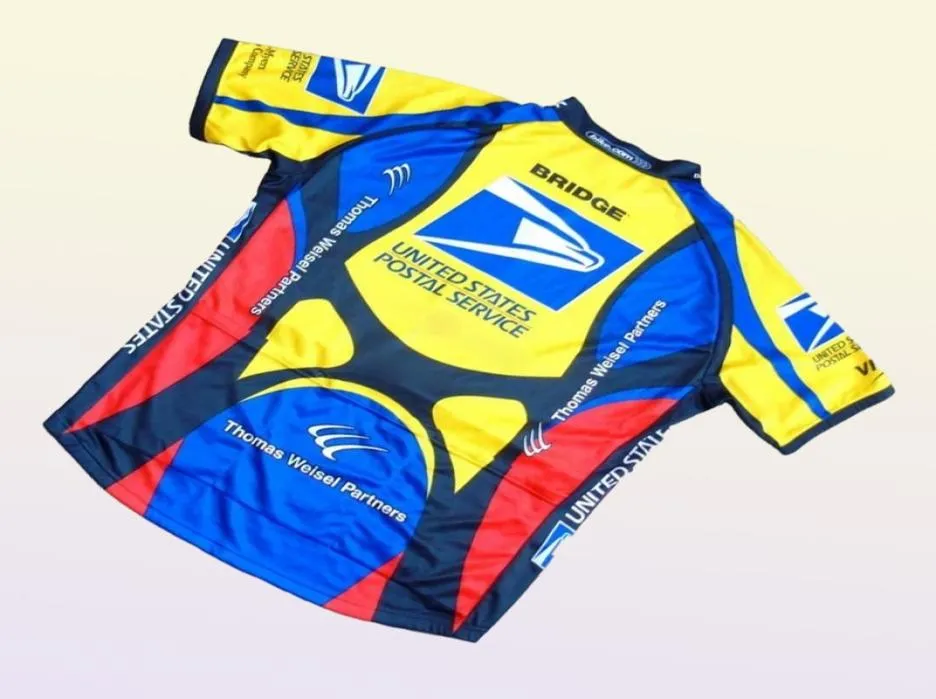 2022 US Postal Cycling Jersey Ademend fietsen Kits Kits Kits Zomer Snel droge doek MTB2399350