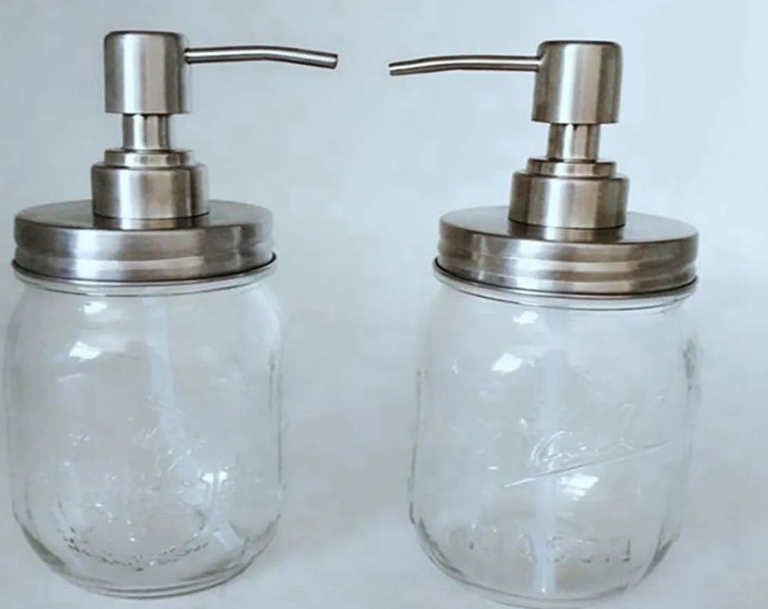 480 мл масона Jar Jar Dispenser Clear Glass Jar Dispenser с ржавчиной насосом из нержавеющей стали Жидкий мыльный дозатор KKA82915495113