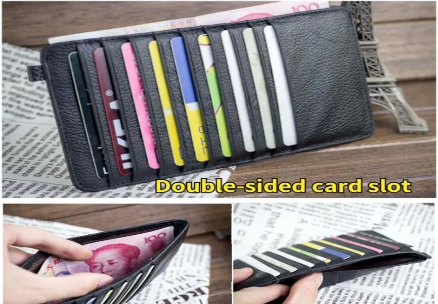 Cartes Carte Credit Id Men Genuine Leather 18 Slots avec des changements Pocket for Man Long Wallet Femmes de haute qualité Famme Slim4428361