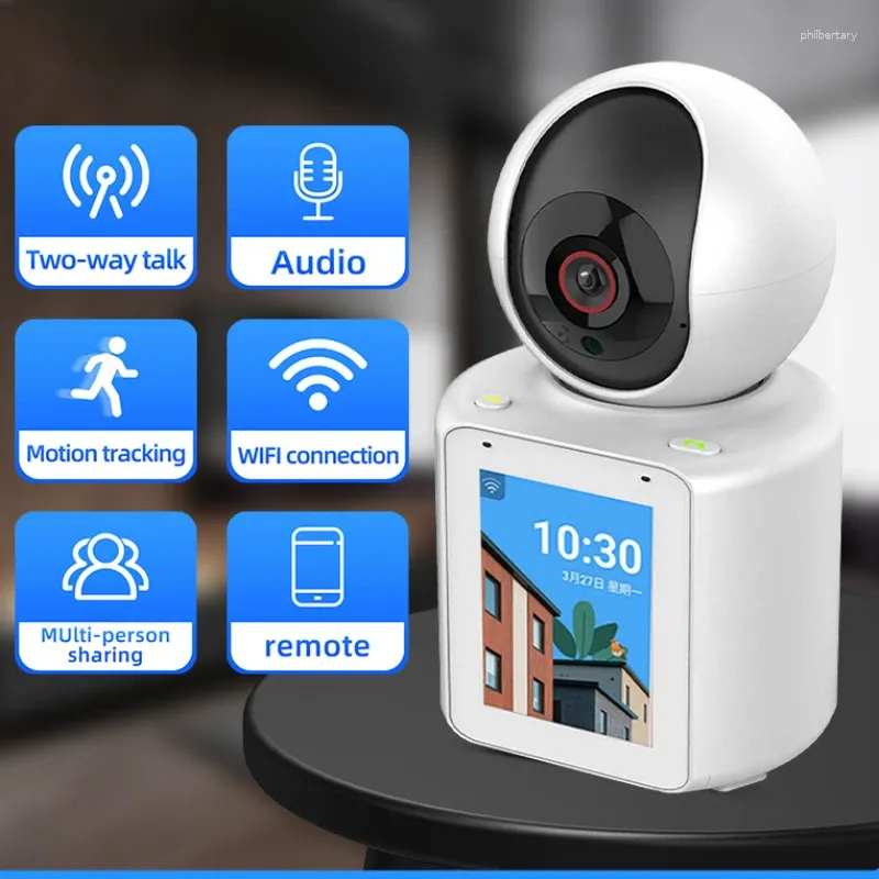 Intelligent övervakning med display 2.4 "Tvåvägs videosamtal WiFi HD Automatisk spårning Waterproof Baby Safety IP Camera 1080p
