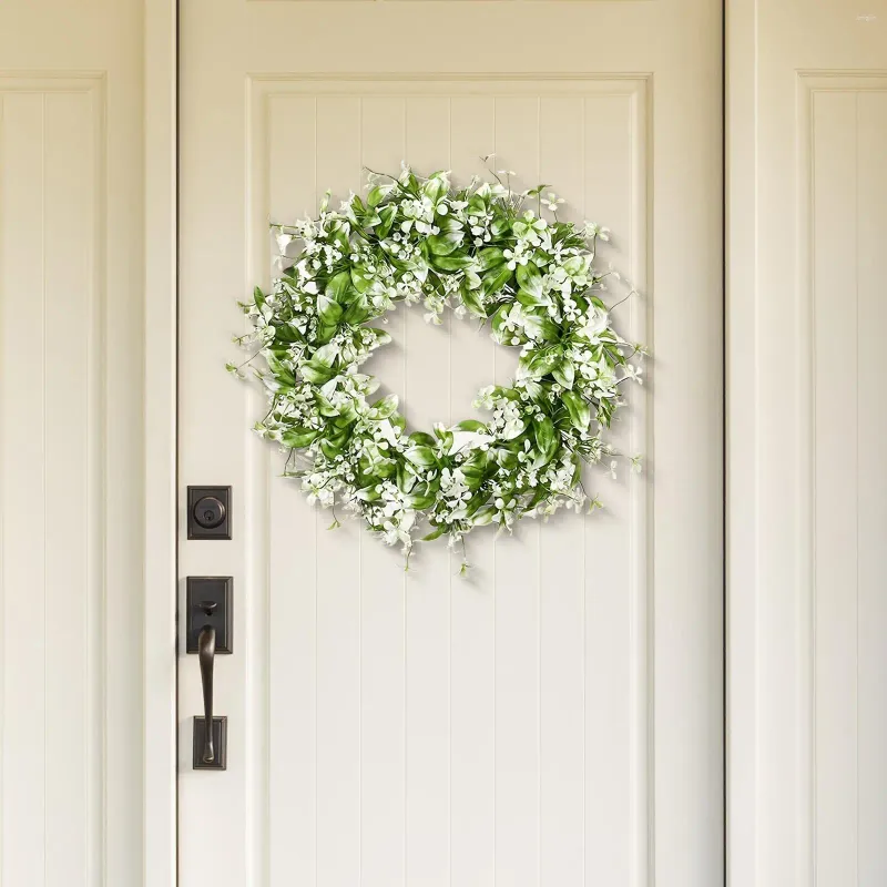 Decorative Flowers Gypsophila Wreath Fashion Summer Front Door Spring Hanging Ornament Flower For Wall Window Outdoor Patio Garden