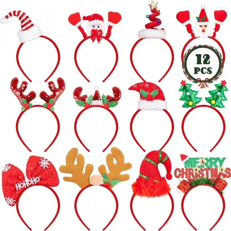 Decorative Figurines 12PCS Holiday Headbands Cute Christmas Head Hat Toppers For Annual Holiday/Seasons Themes Party Dinner