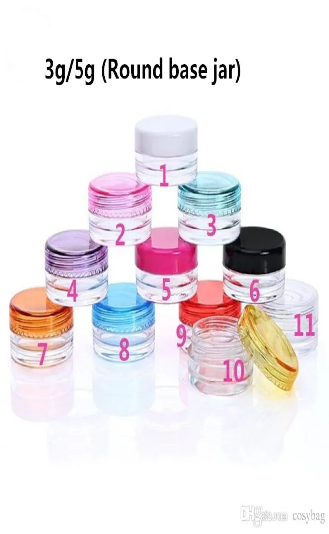 3G 5G Recipientes de plástico Jar Box Transparent Bottle vazio Jarros de creme cosmético 3ml 5ml Container2781556