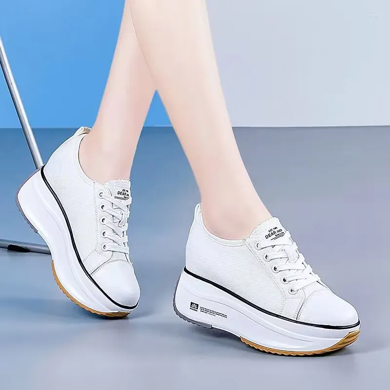 Casual Shoes Classic White Canvas Women Sneakers Solid Spinte-up-Plattform für Zapatos de Mujer Chaussure Femme Trafza