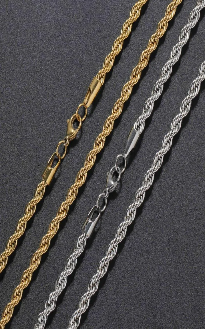 Catene in oro 5 mm Collana in acciaio inossidabile in acciaio inossidabile catena hiphop a corda fai da te Risultati di gioielli lunghezza 16Quot18Quot20Quot22Q4852050