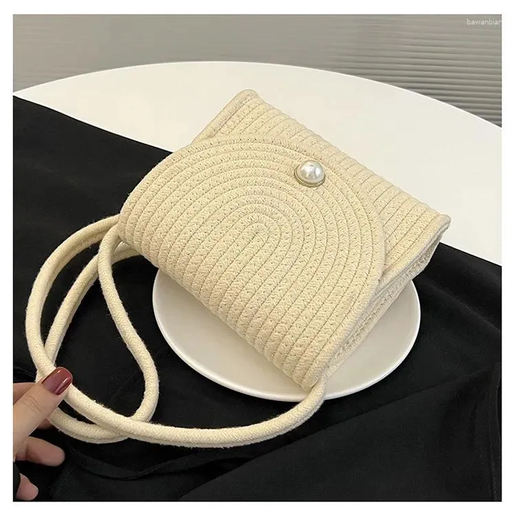 Storage Bags Manual Cotton Rope Weave Sweet Colorful Ball Pearl Envelope Shape Tide Crossbody Home Striped Simple