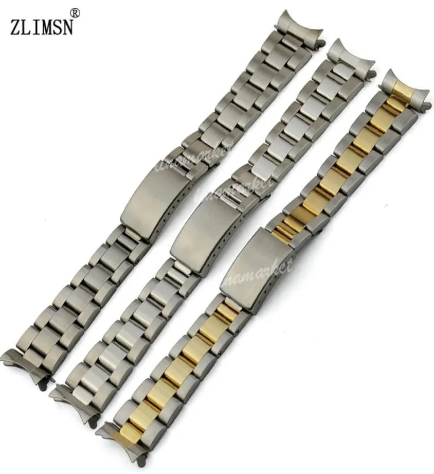 Män kvinnor tittar på klockor bälte 13mm 17mm 20mm Ny silver eller guld krökt slut Solid SS Watch Band Strap Relojes HOMBRE 20165938704