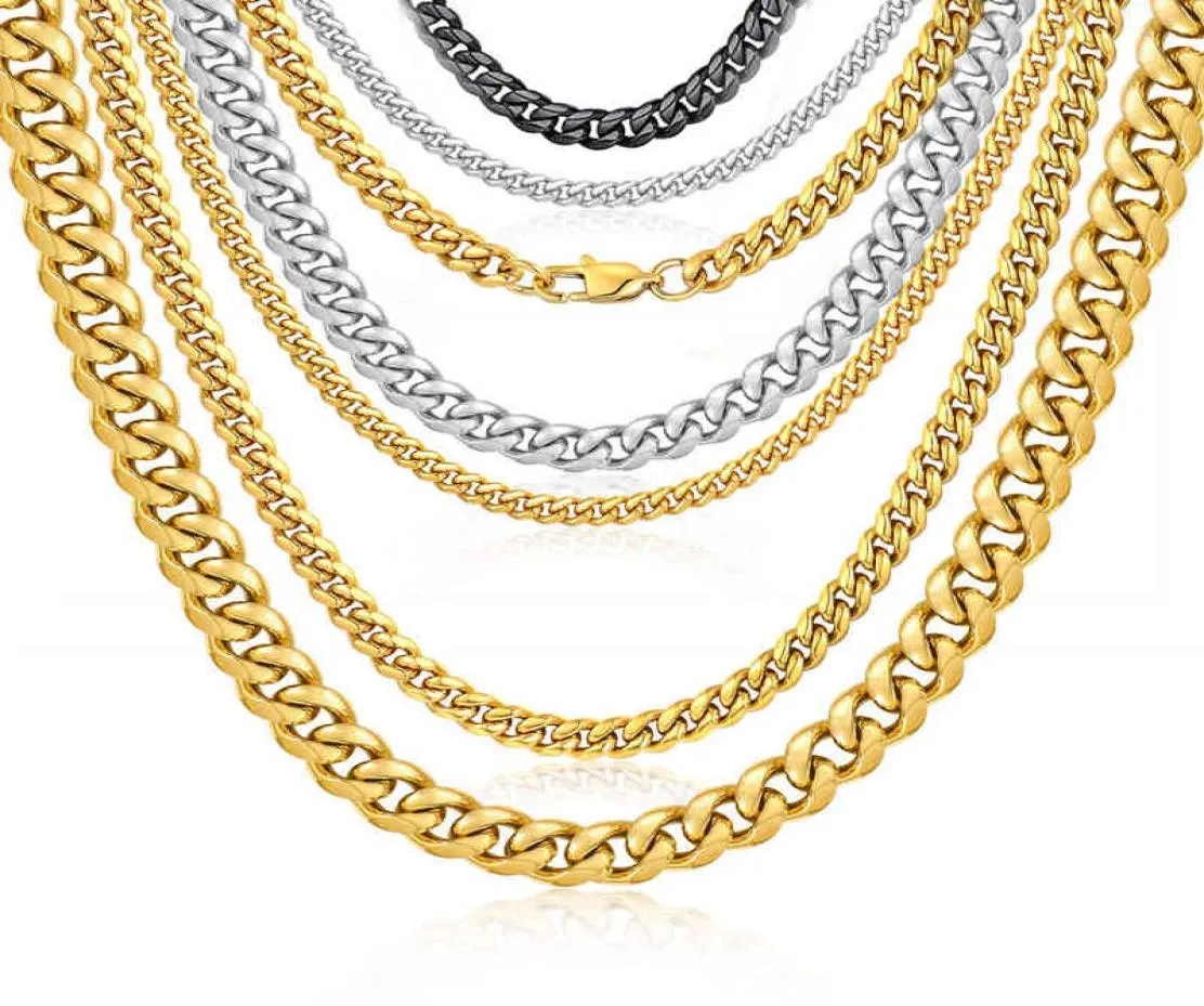 Mode wholale vrouwen mannen ketting sieraden aangepast 16 inch 10 mm vergulde stalen stalen Cuban Link ketting ketting3876009