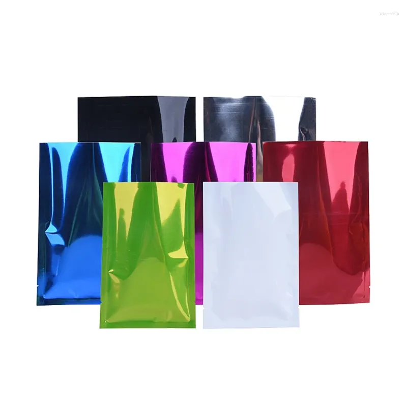 Storage Bags 100Pcs/Lot Color Open Top Aluminum Foil Bag Waterproof Dustproof Moistureproof Food Dried Fruit Powder Coffee Spices Tea