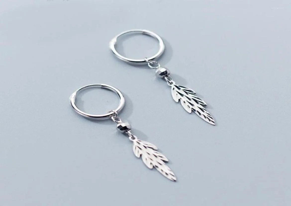 Hoop Earrings MloveAcc 925 Solid Real Sterling Silver Leaves Charm For Women Girl Sterlingsilverjewelry3895932