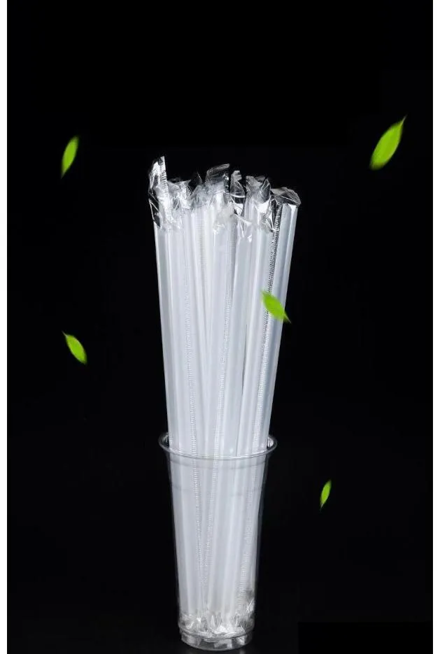 個別にパッケージ化されたプラスチック透明ストロー105in再利用可能なプラスチックストローグリーンPPドリンクストロー7FOLC1768891