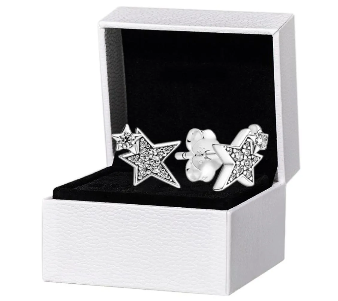 Аутентичные 925 серебряных асимметричных серьгов звезд Оригинальная коробка для P Girl SET4085257