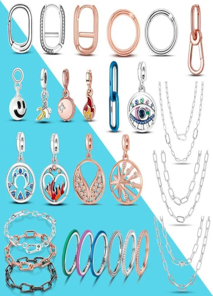 Me Series the Eye Medallion Pendant Charms 925 Silver Fit Armband Halsband DIY Link Earring Styling Two-Ring Connector5103332