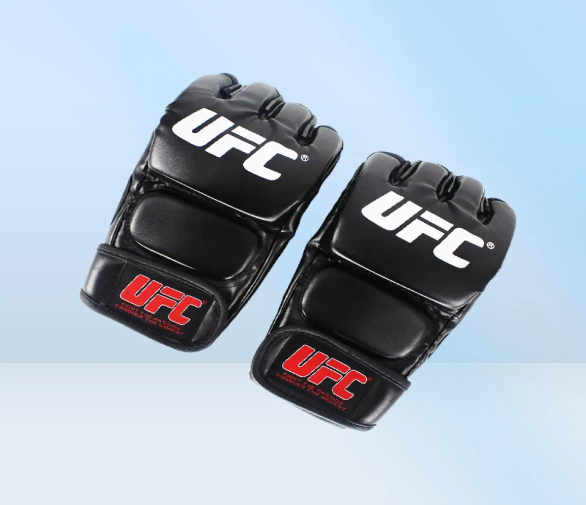 MMA Fighting Leather Boxing Gloves Muay Thai Training Sparring Kickboxing Gloves Pads Punch Bag Sanda Защитное снаряжение Ultimate Mitts Black2687485