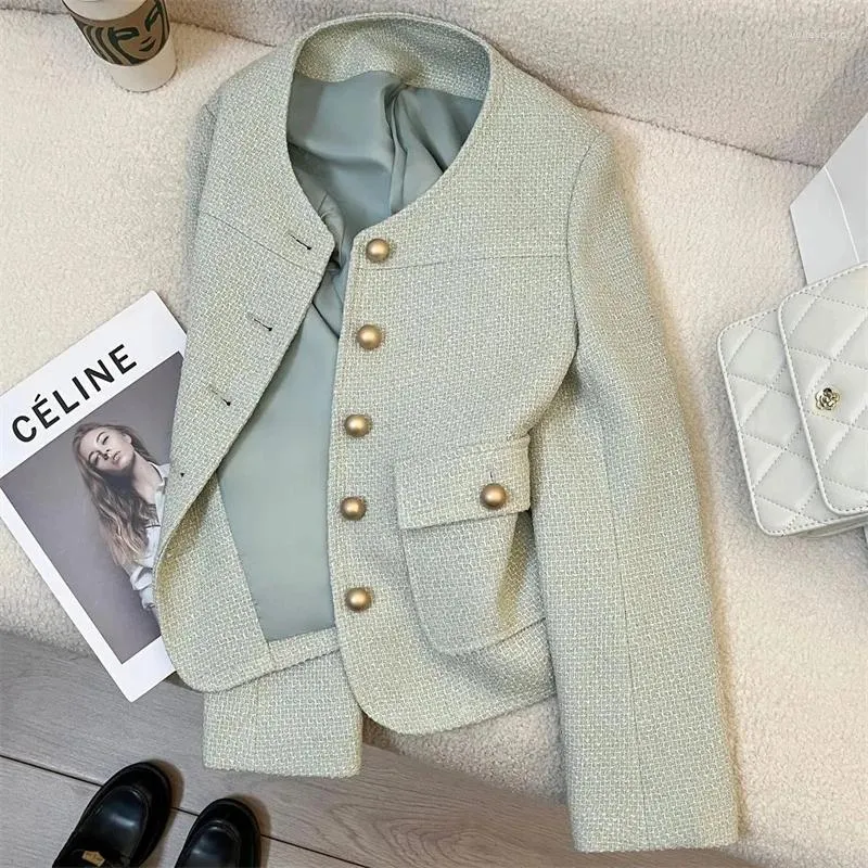 Frauenjacken hochwertiger Mantel türkiser Mode Outwear Frühling Herbst 2024Small Duftanzug Jacke Feminine Korean Blazer Top