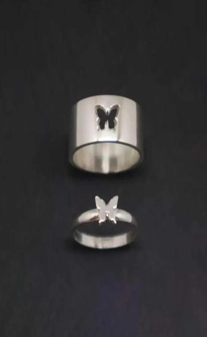 Пара кольца кольца бабочки соответствующие кольца для женщин свадебные набор для женщин для влюбленных, соответствующих золотую серебряную цветовой кольца Q07087472560