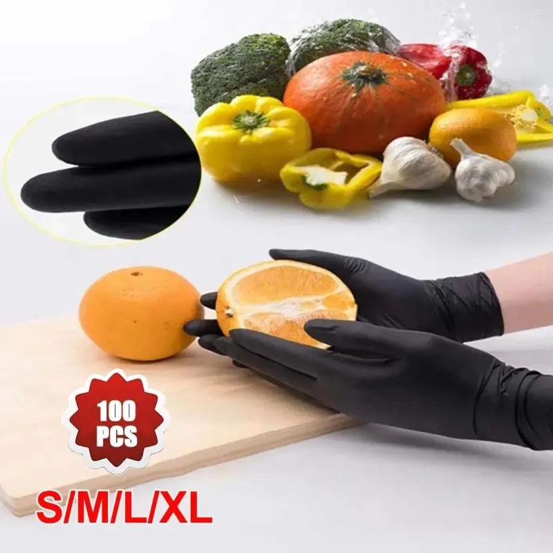 Disposable Gloves 100PCS/Set Thickened High Elastic Black Food Grade Multi-purpose