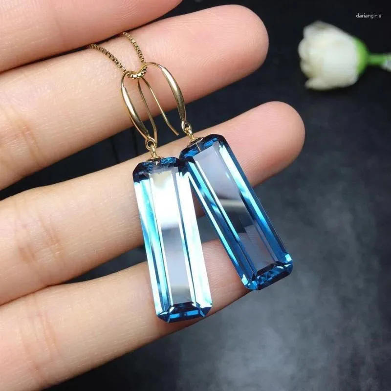 Dangle Ohrringe hochwertige silberbekämpfte rechteckige blaue Kristallabrops für Frauen für Frauen minimalistische Mode Ohrhörer Party Schmuck Geschenk