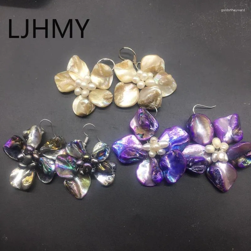 Dangle Earrings LJHMY Large Shell Pearl Flower For Women Trendy Women's Jewelry Statement Big Earring