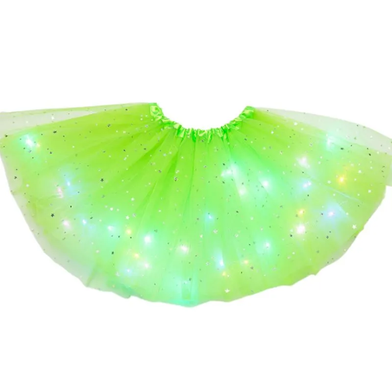 Girls' Starry Sky LED Sequin Tulle Tutu Skirt, Light Up Layered Ballet ...