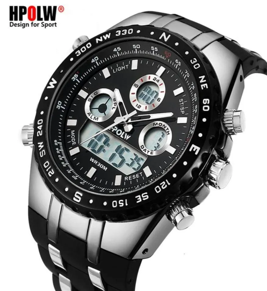 Men039S Luxury Analog Digital Quartz Titta på nya varumärken Hpolw Casual Watch Men G Style Waterproof Sports Military Shock Watches CJ2473759