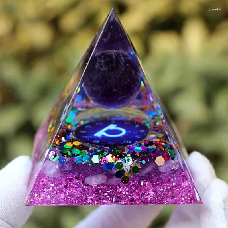 Decorative Figurines Product 12 Constellation Libra Crystal Crushed Stone Pyramid Home Resin Handicraft Desktop Office Decoration