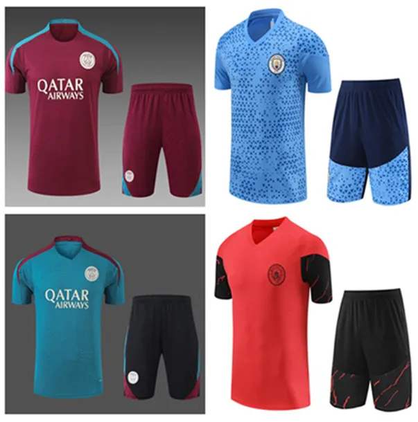 23 24 25 Man Soccer Jersys City Football Tracksuit Short Sleeves Haaland de Bruyne 2023 2024 2025 Mans Cities Training Suit Grealish Mahrez Foden 남자 아이들