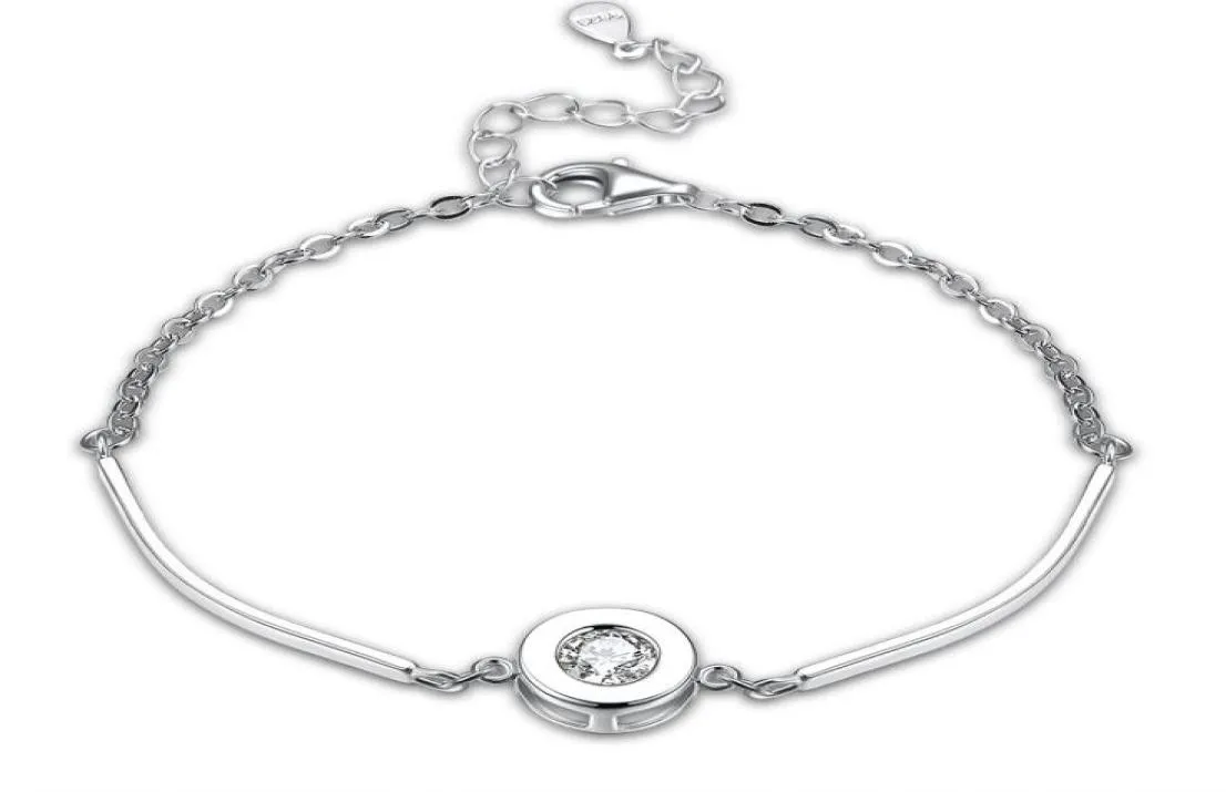 Eenvoudige elegante armbanden Stijlvol S925 Sterling zilveren cilindrische bezaaid zirkoon bedel Bracelet trendy vrouwen Thanksgiving Day Gift2223311