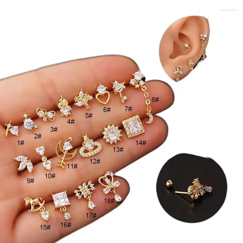 Boucles d'oreilles 5 pièces / lot 20g Piercing pour femmes bijoux de mode en acier inoxydable Cuffs Teens Moon Heart Styles