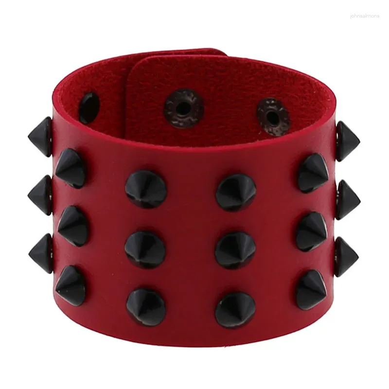 Bracelets de liaison bracelet punk rouge en cuir large pour femmes hommes goth girl bijoux de bracelet clouted